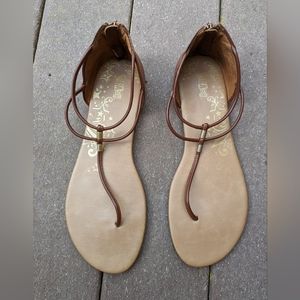 Brash thin brown T-strap sandals women's size 13
